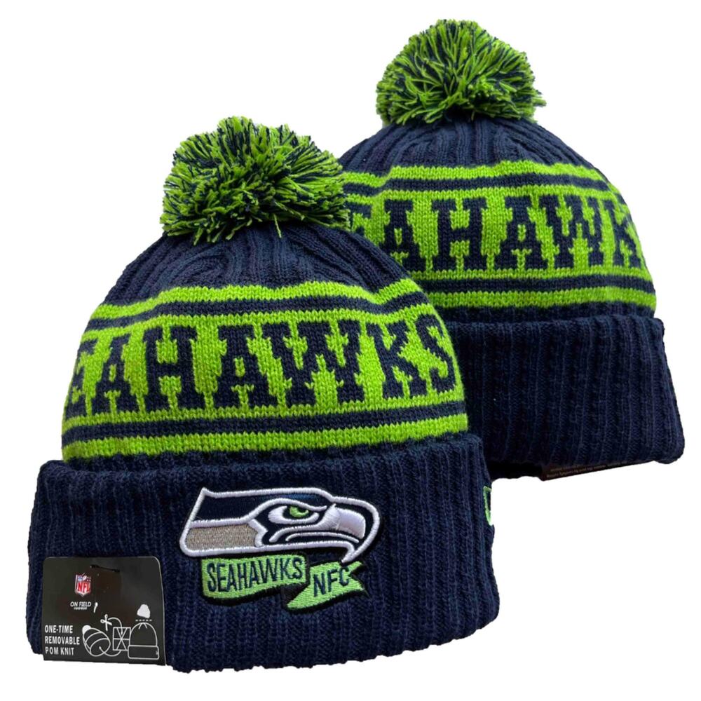 NWT Seattle Seahawks NFL NFC Sports Knit Pom Beanie Fleece Lining OSFA‎ Unisex